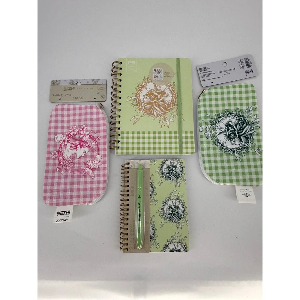 Wicked x Katie Kime Yoobi Stationery Set Notebooks Pencil Cases Pen Stickers 5pc